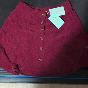 Burgundy Button-Up Skirt